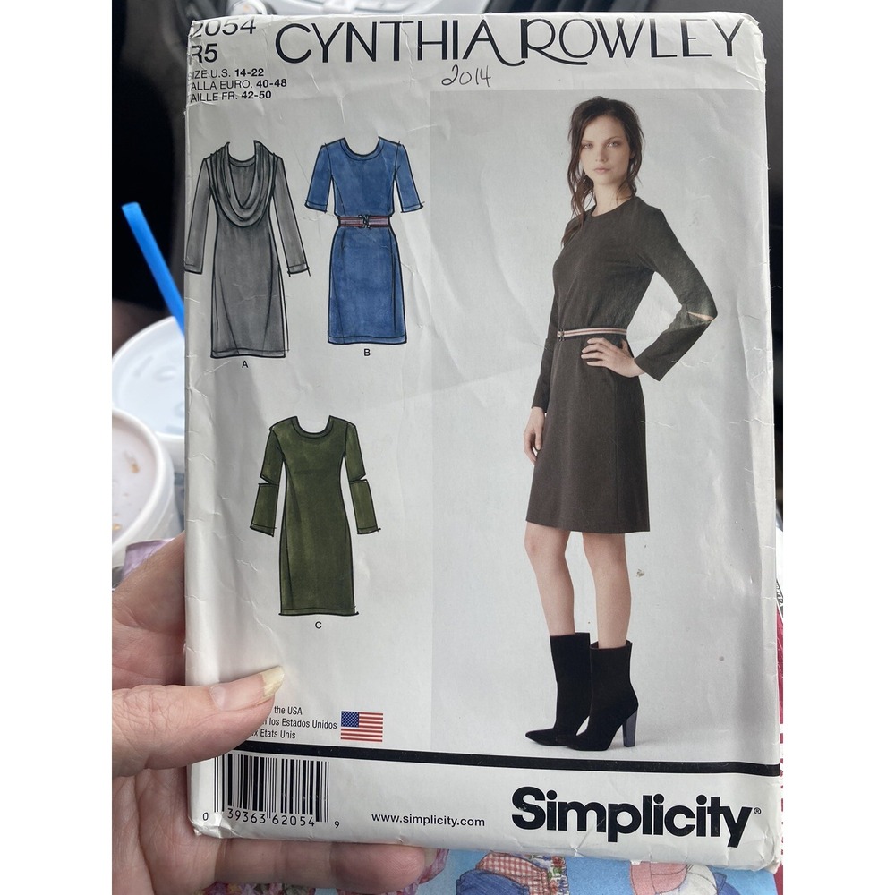 Simplicity 2054 Cynthia Rowley Dress Sewing Pattern Variations Sz 14-22 Uncut